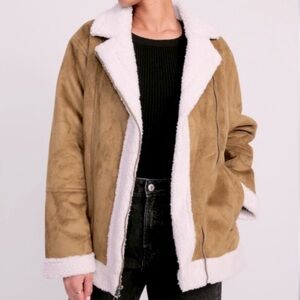 🌟HP🌟Old Navy Faux-Suede Sherpa-Lined Moto Jacket